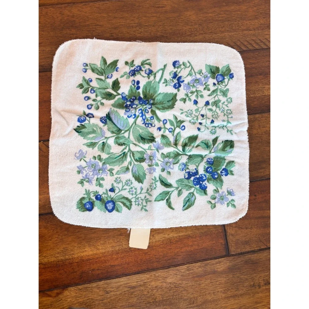 Vintage Laura Ashley Bramble Blueberry Towel Washcloth Set Made in USA NWT